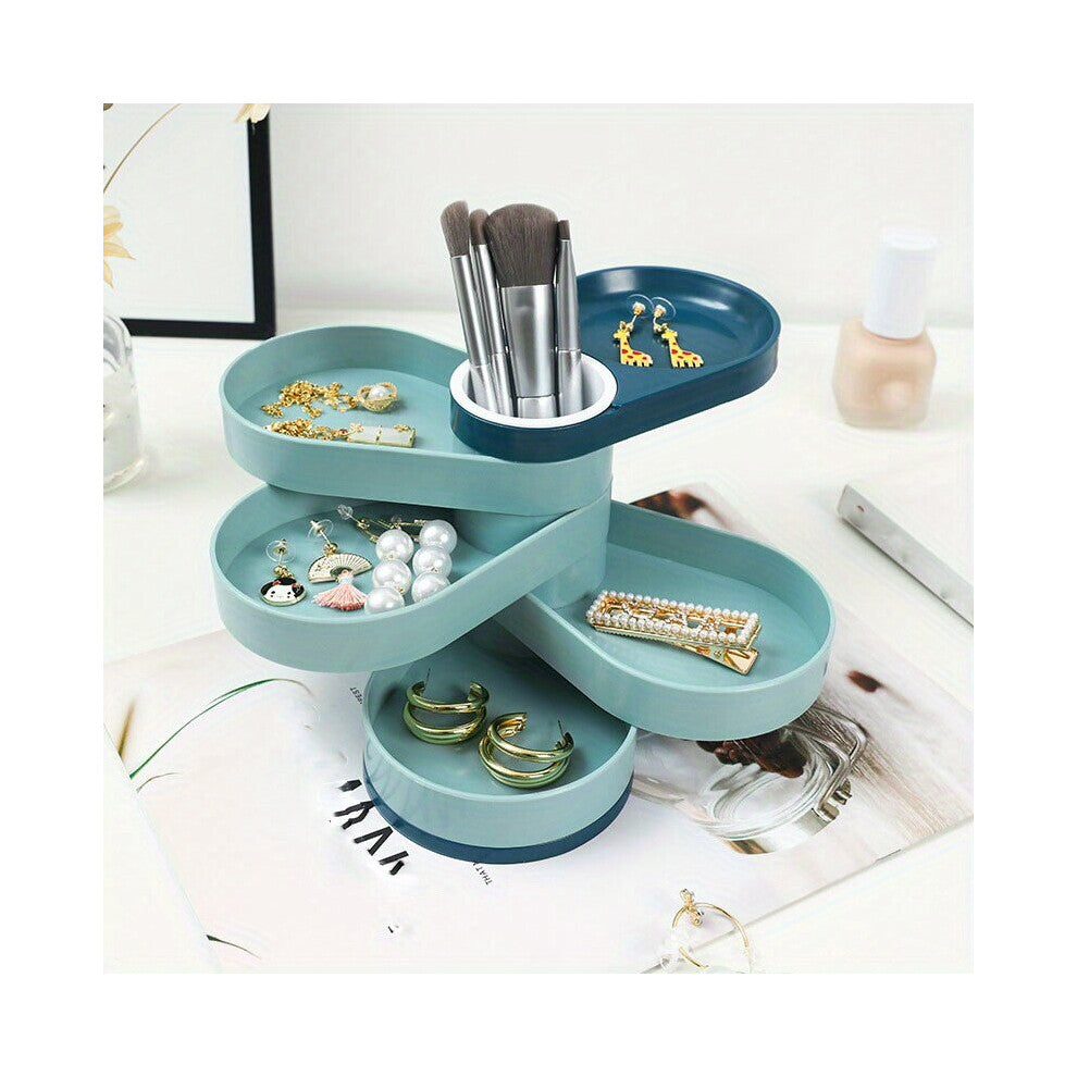 1pc Rotating Jewelry Box Desktop Storage Box Holder Large Capacity layer Storage Box For Earrings Headwear Necklace Ring Jewelry