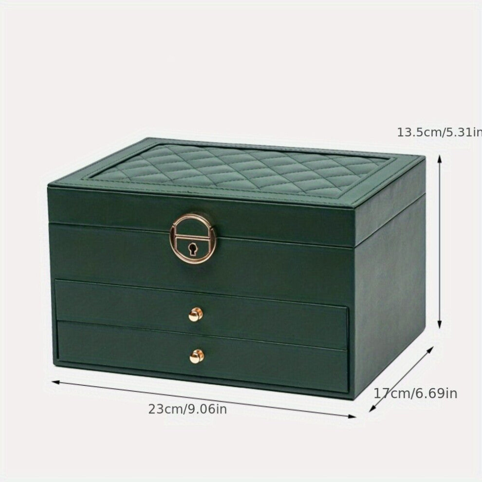 1pc Desktop Jewelry Storage Box High end Necklace Earrings Gemstone Jewelry Storage Box Leather Large Capacity Multilayer Storage Box