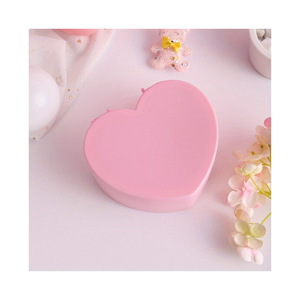 1pc Desktop Love Jewelry Box Pink Girly Heart Makeup Jewelry Storage Box Student Dormitory Double Mirror Storage Box G237