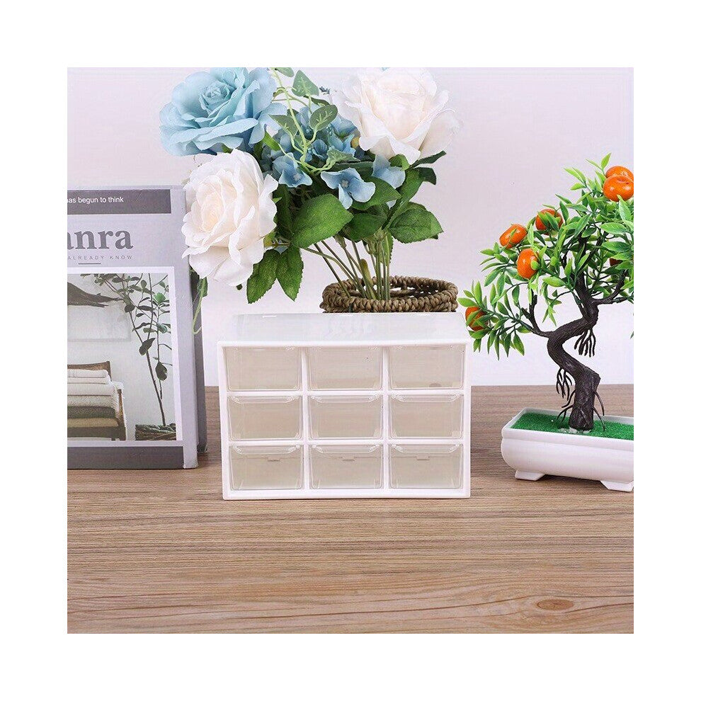 1PC Desktop Dustproof Drawer Style Stationery Jewelry Nine Grid Storage Box For Girls Women