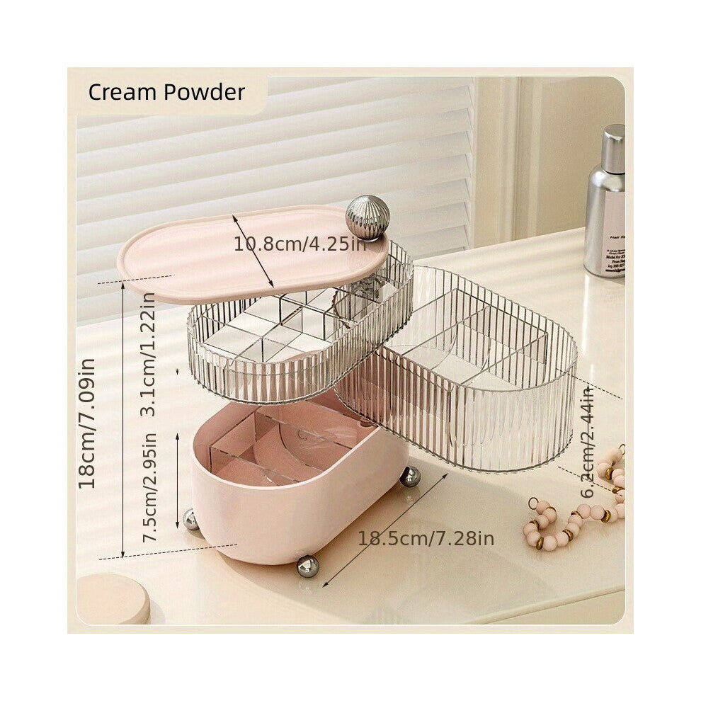 360 Degree Rotating Jewelry Storage Box Bathroom Cosmetics Storage Box Desktop Transparent layer Debris Sorting Case