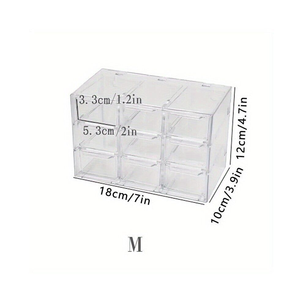 1pc Transparent Multiple Grids Dustproof Desktop Drawer Jewelry Accessories Storage Box Packaging Case Container For Makeup Cosmetics Small Objects Or