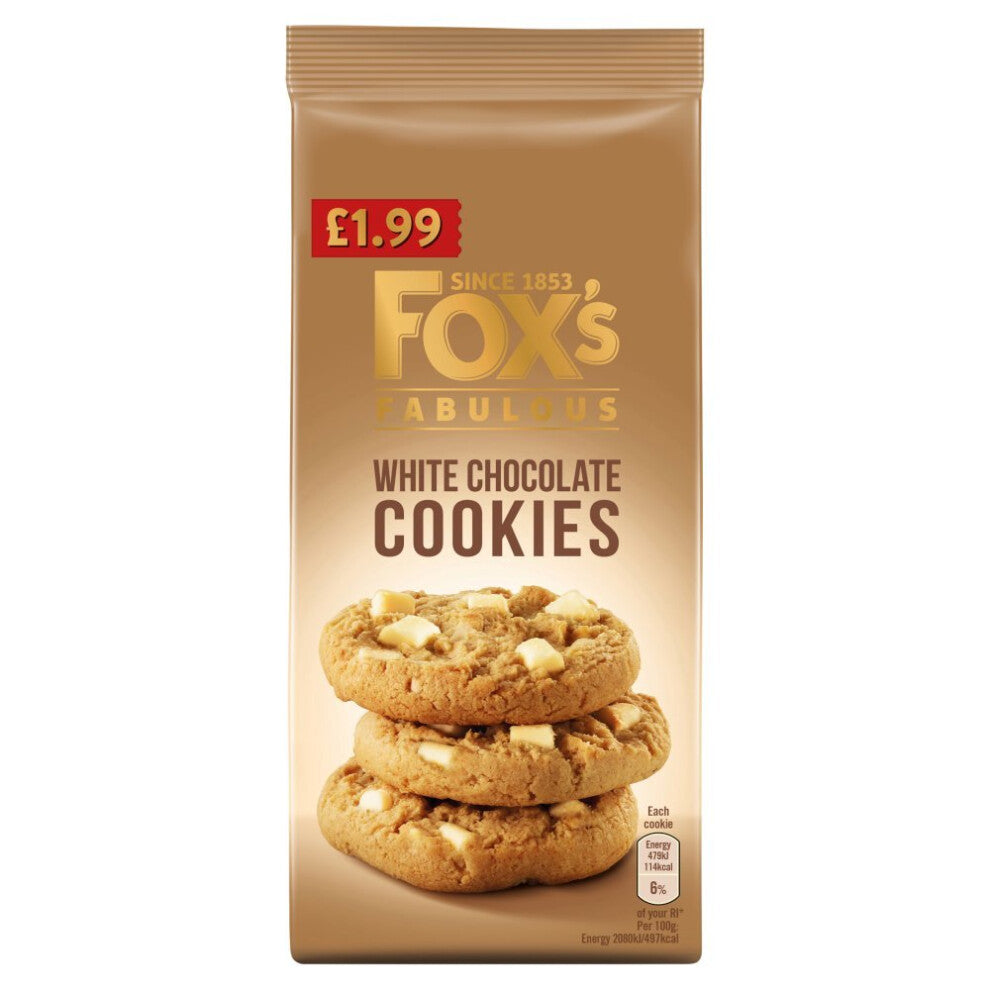Fox's Fabulous White Chocolate Cookies 180g ( pack of 8 )