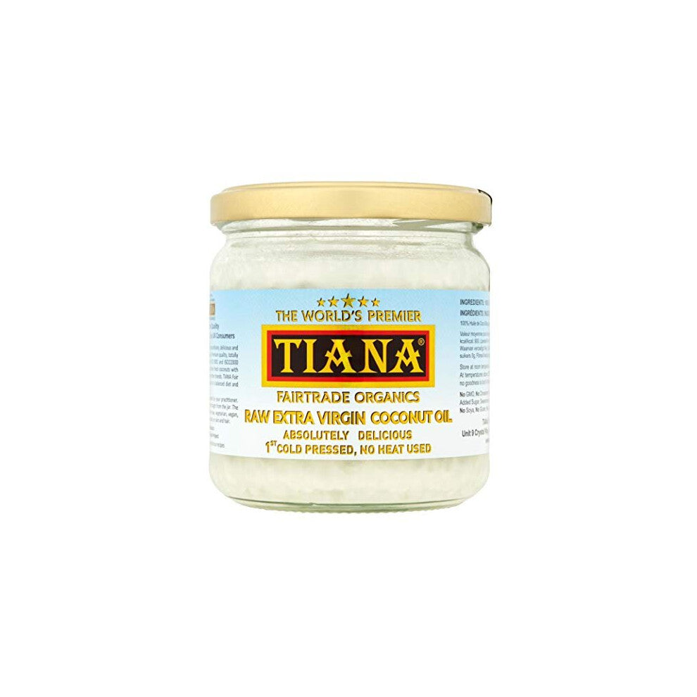 TIANA Fairtrade Organics Raw Extra Virgin Coconut Oil 350ml | Lauric Acid 57% | Antibacterial | Supports Immune System | Food Supplement | Keto |
