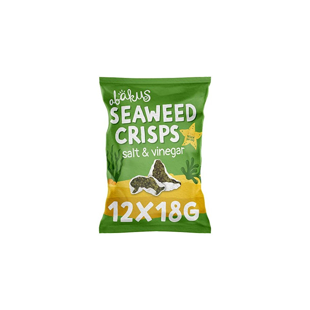 Seaweed Crisps - Salt & Vinegar 12 x 18g, Seaweed Snack, Nori Snack, Vegan, Gluten-Free, Healthy Snack, Source of Iodine