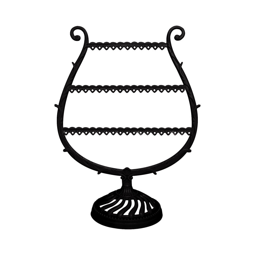 (a-black) Organizer Hanging Multi Tiers Watches Wine Cup Shape Earrings Bracelet Display Gift Storage Holder Dresser Jewelry Stand Desktop