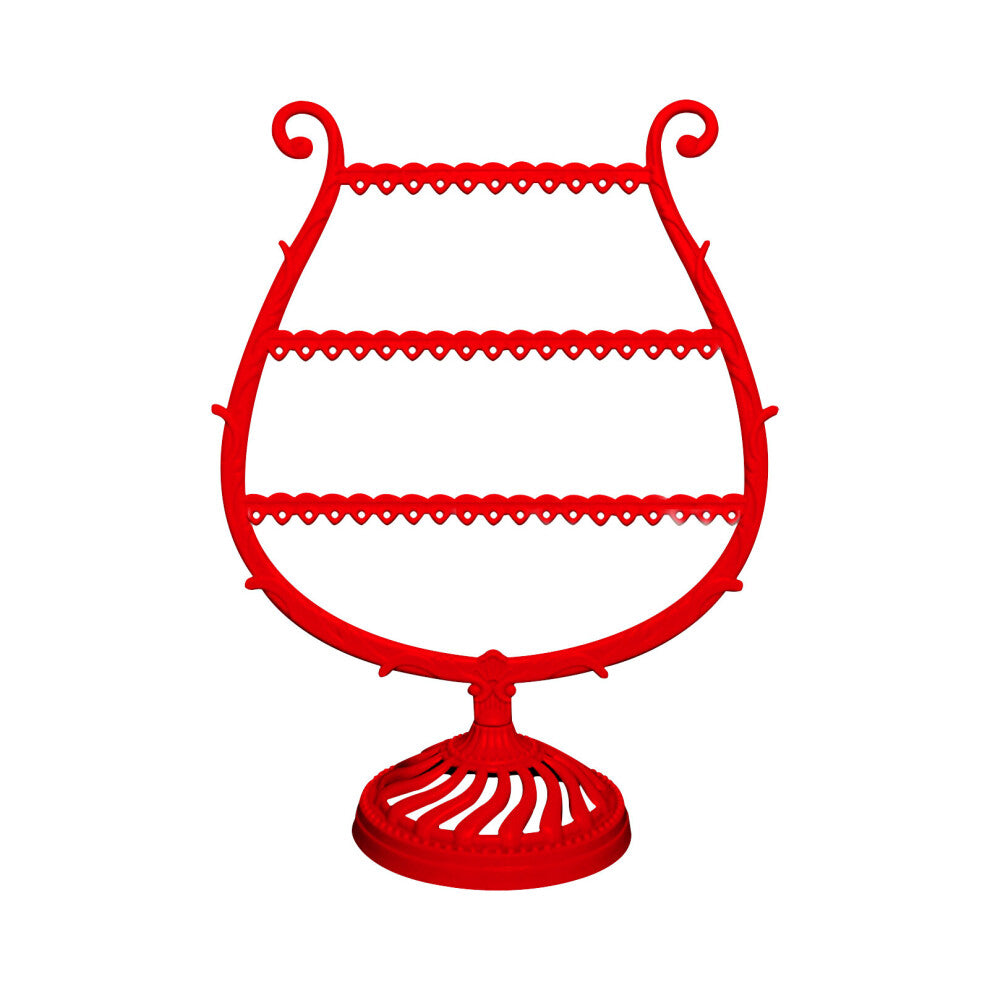 (a-red) Organizer Hanging Multi Tiers Watches Wine Cup Shape Earrings Bracelet Display Gift Storage Holder Dresser Jewelry Stand Desktop