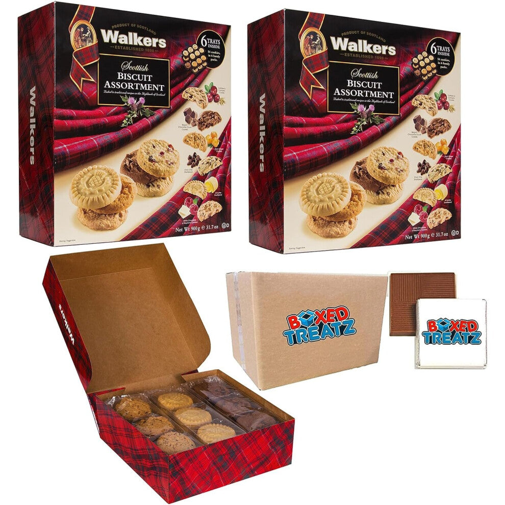 Walkers Scottish Biscuit Assortment 1.8kg (2x900g) – 54 Cookies: All Butter Shortbread, Stem Ginger, Chocolate Chip Shortbread, Oatcake & Cranberry