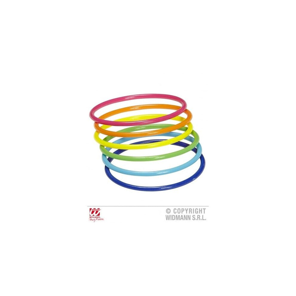 Neon Set Of 18 Multi-colour Bangles -  set neon multicolour bangles jewellery rave glow uv fancy dress accessory 1980s years fashion braceletts 18x