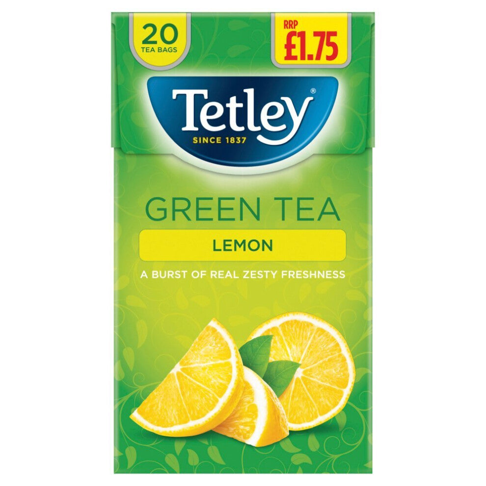 Tetley Green Tea Lemon 20 Tea Bags 40g ( pack of 4 )
