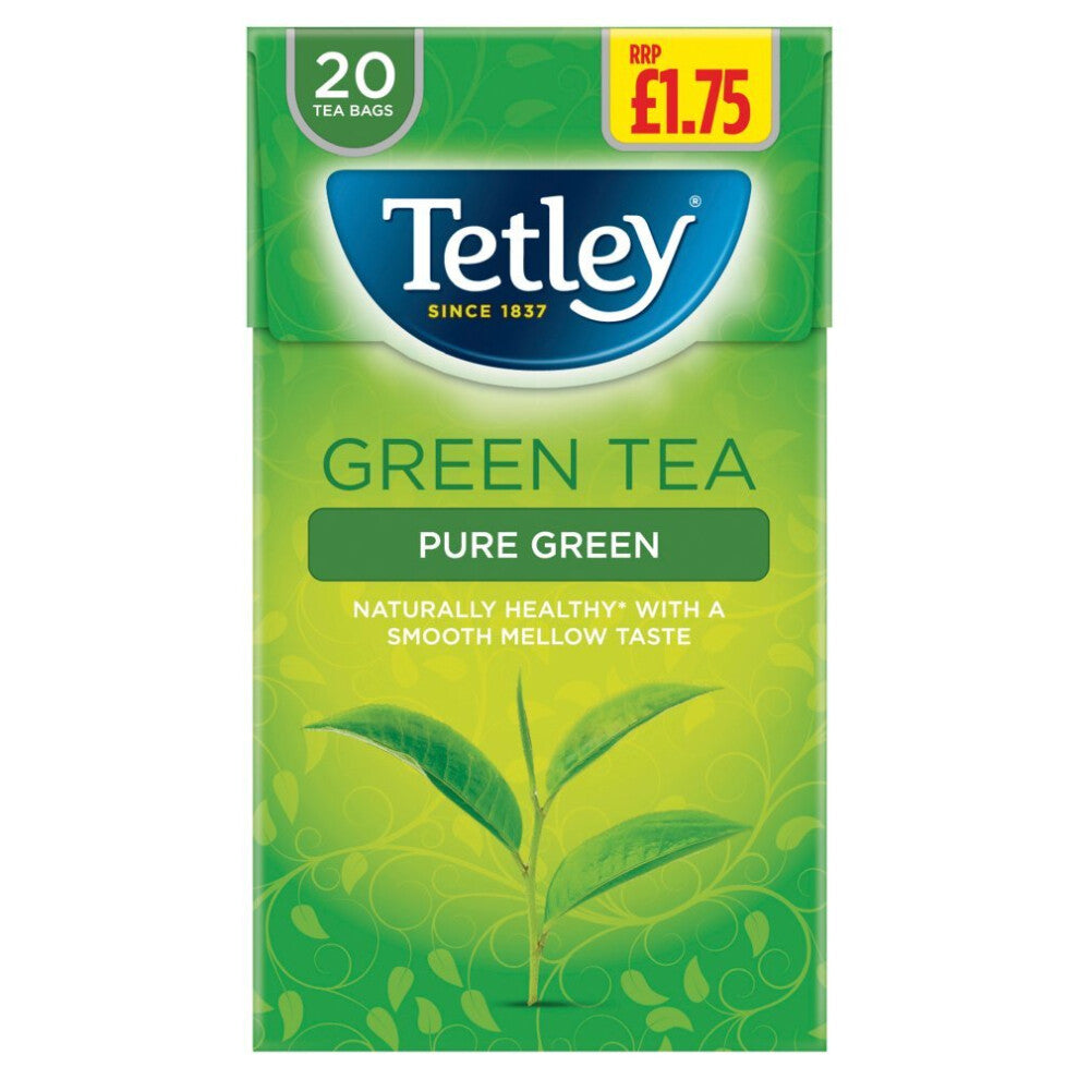Tetley Pure Green Green Tea 20 Tea Bags 40g ( pack of 4 )