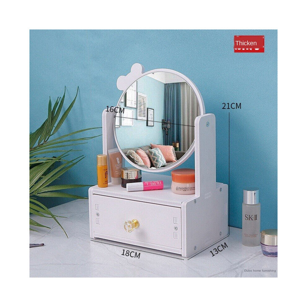Creative Desktop Desktop Makeup Mirror with Drawer Dressing Table Mirror Bedroom Beauty Makeup Mirror Jewelry Storage Box