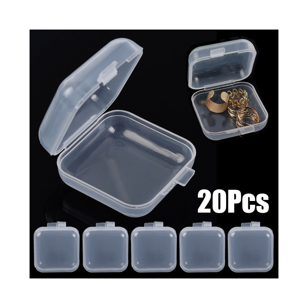 20Pcs Mini Plastic Box Square Transparent Storage Box for Jewelry Earrings Ring Organizer Box Household Groceries Container Case