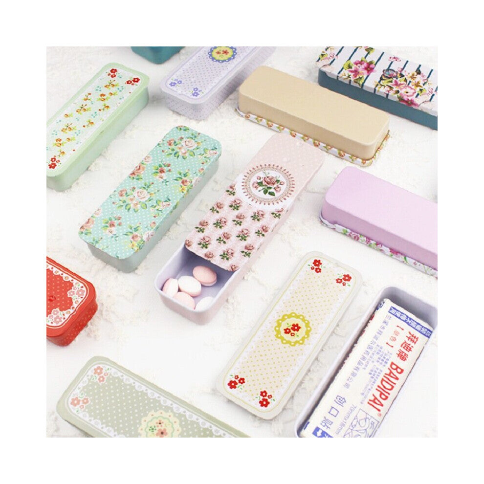 1PC Portable Mini Floral Metal Storage Box Slide Small Pill ,Headphone,Cigarette ,Jewelry Tin Box Organizer Container
