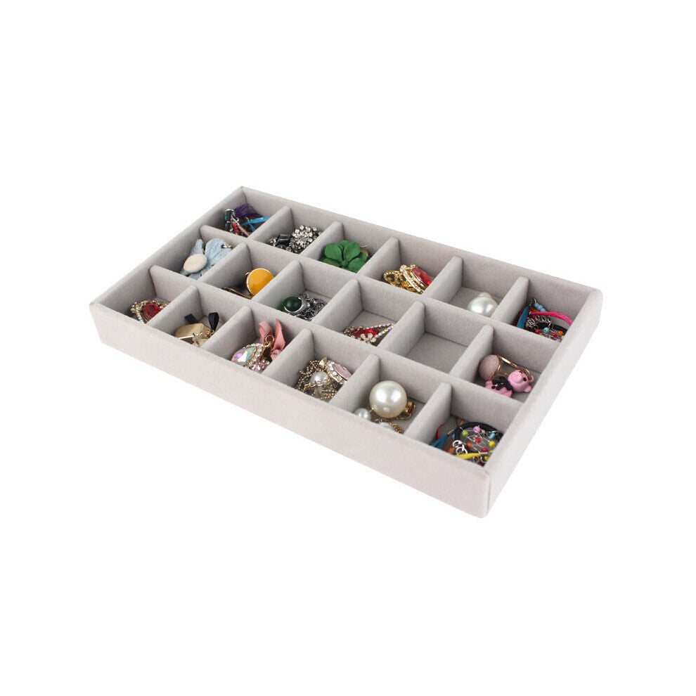 Soft Velvet Stackable Jewelry Tray Case Storage Box Portable Ring Earrings Necklace Organizer Box Holder Jewelry Display Desktop