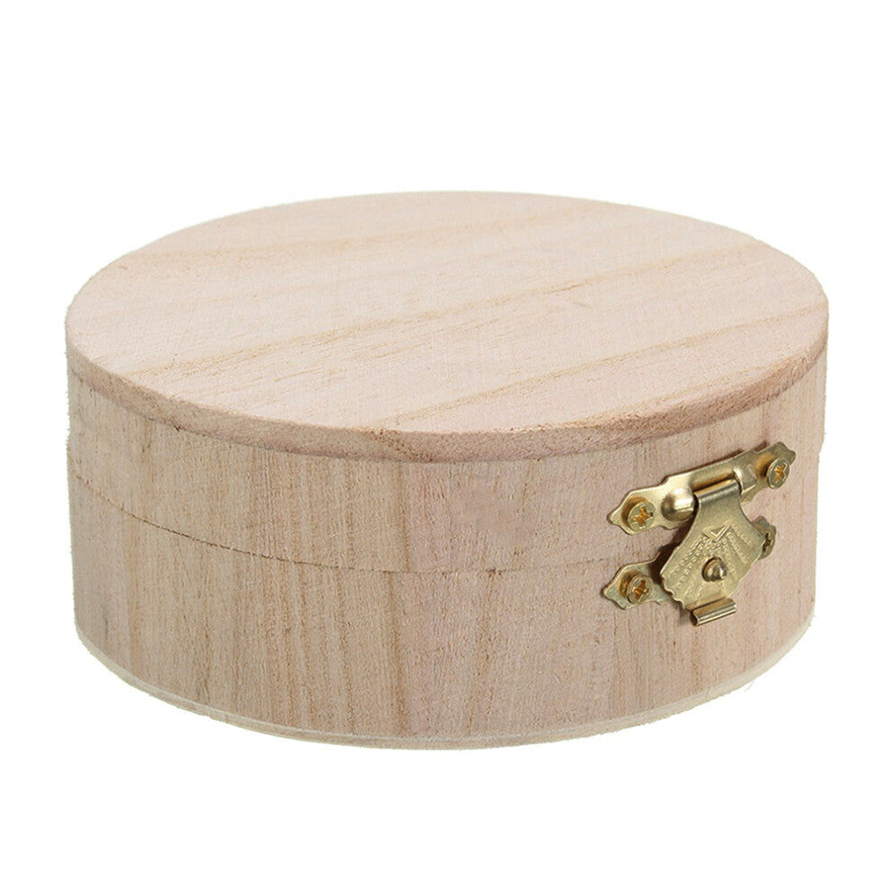 Natural Pretty Square-Round Wooden Jewelry Storage Box Wooden DIY Toys Organizer Base Crafts Art Case Decoration for Children