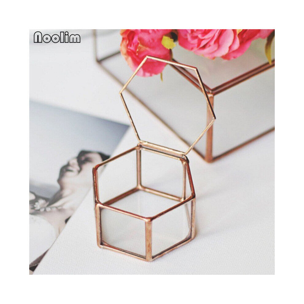 Jewelry Storage Box Ornaments Case Jewel Casket Wedding Ring Container Desktop Display Tabletop Succulent Plants Decor