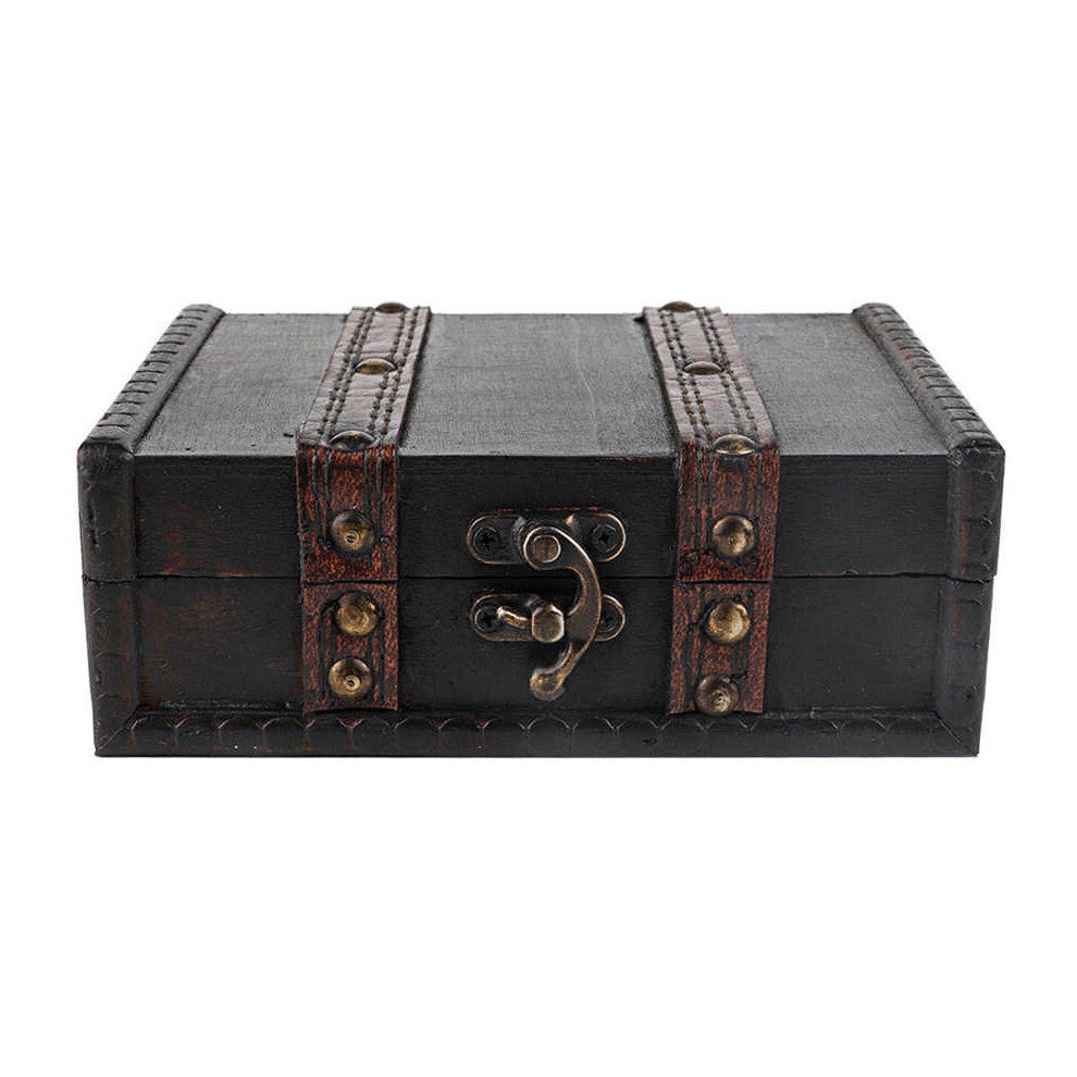 Vintage Wooden Storage Box Jewelry Organizer Display Box Desktop Ornaments with Lock6273-01-Gray