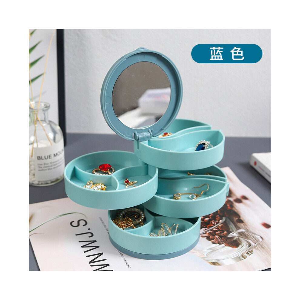 Jewelry Box 4-Layer 360 Degree Rotation Bedroom Desktop Mirror Storage Case With Mirror Easy Organizer As Girls