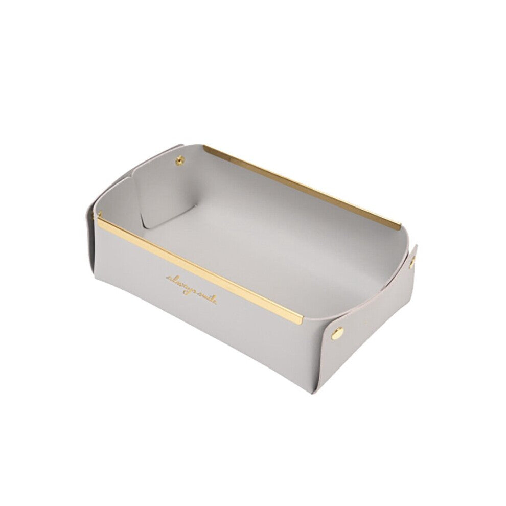 Desktop Rectangular Leather Storage Box Key Jewelry Cosmetics Leather Storage Tray Porch Sundries Storage
