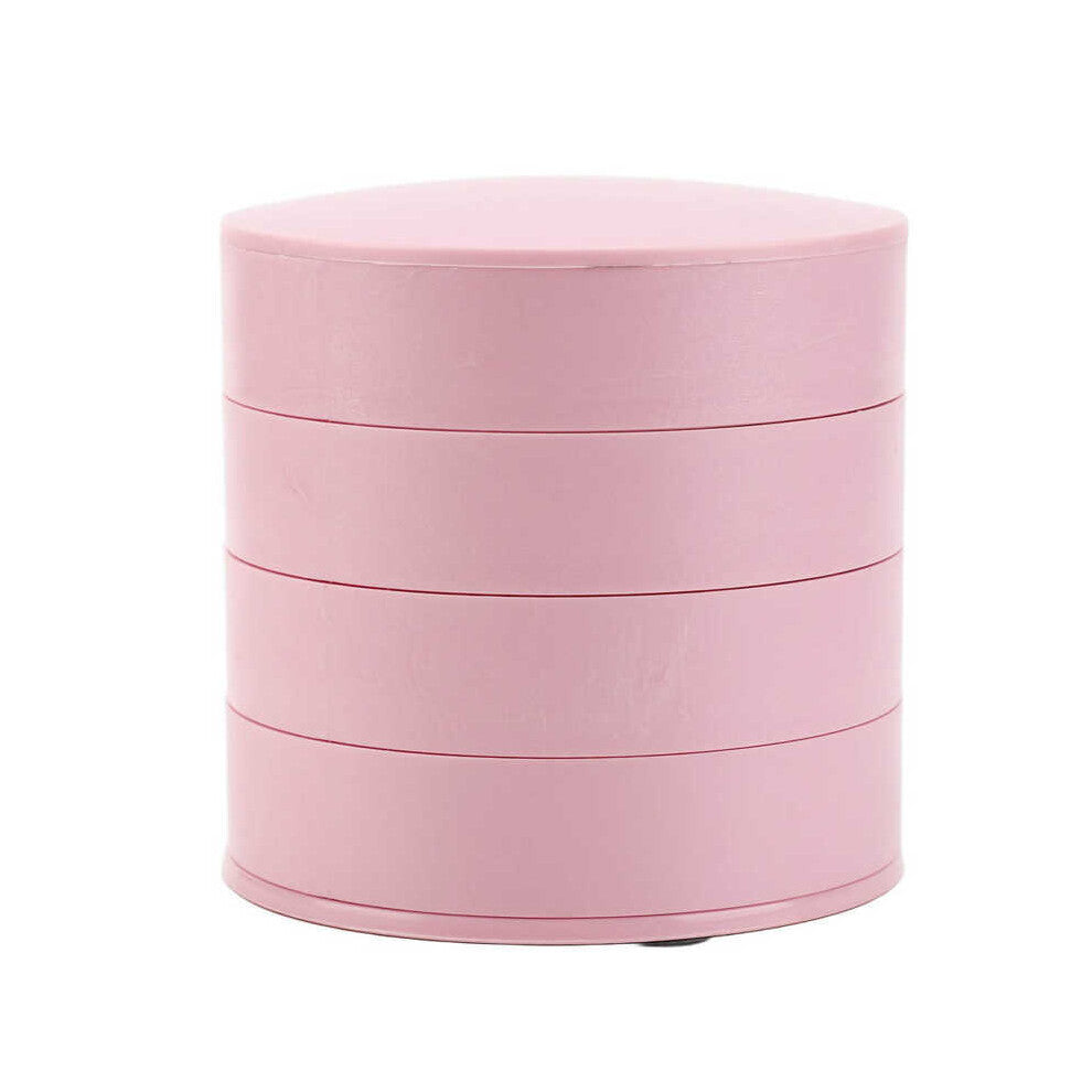 Rotatable Jewelry Organizer 4 Layers 360 Degree Rotation Dustproof Round Jewelry Box with Lid for Office Household Storage