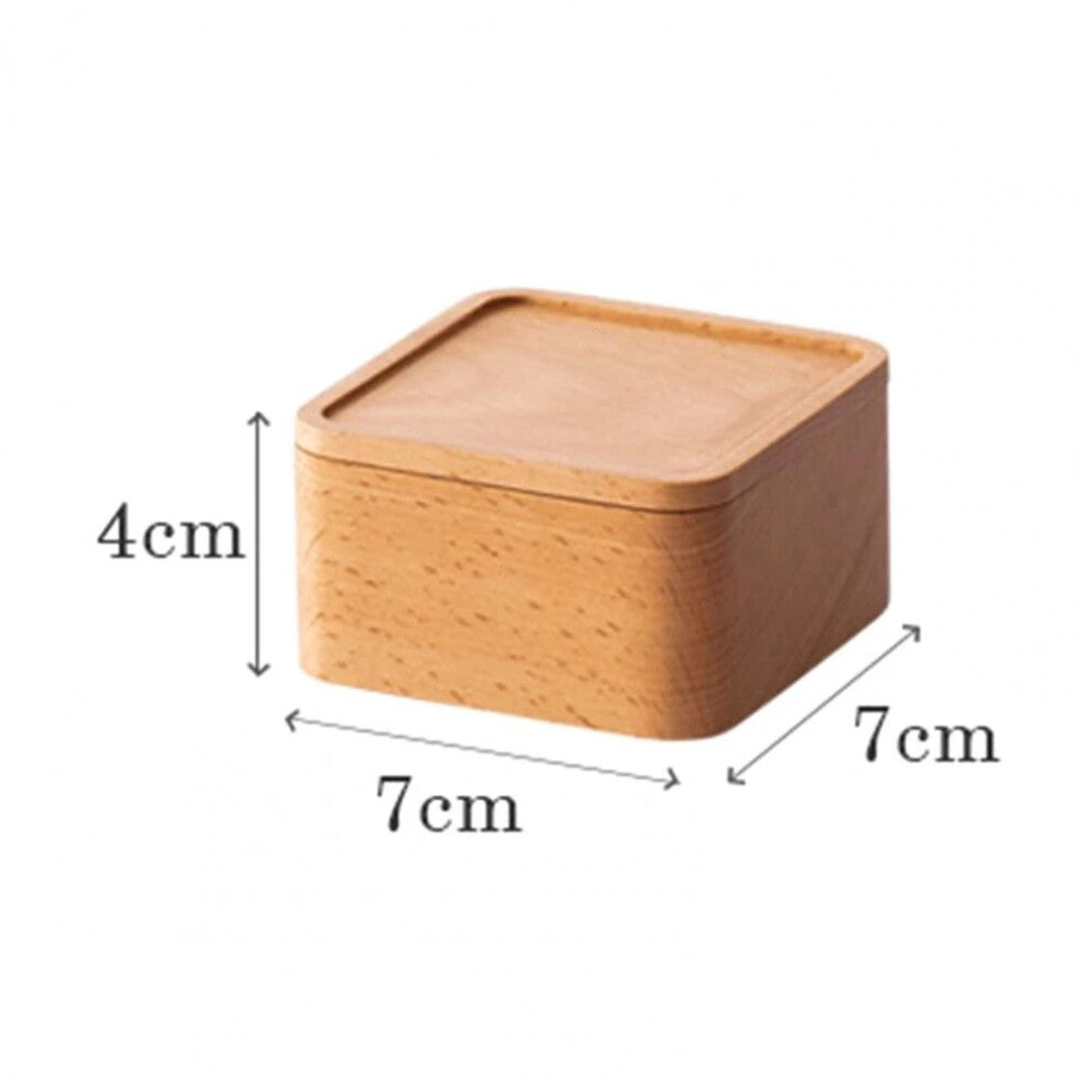 Vintage Mini Square Wooden Jewelry Candy Storage Box Smooth Edges Sundries Bedroom Organizer Holder Household Supplies