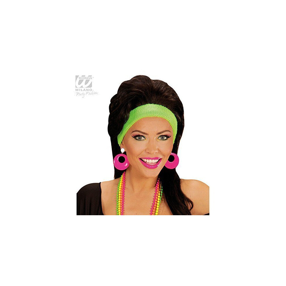 Circle Earrings - Neon Pink -  earrings neon pink 1980s clips circle hoops fashion jewellery 90 studs party outfit year neoncoloured fitting z costume