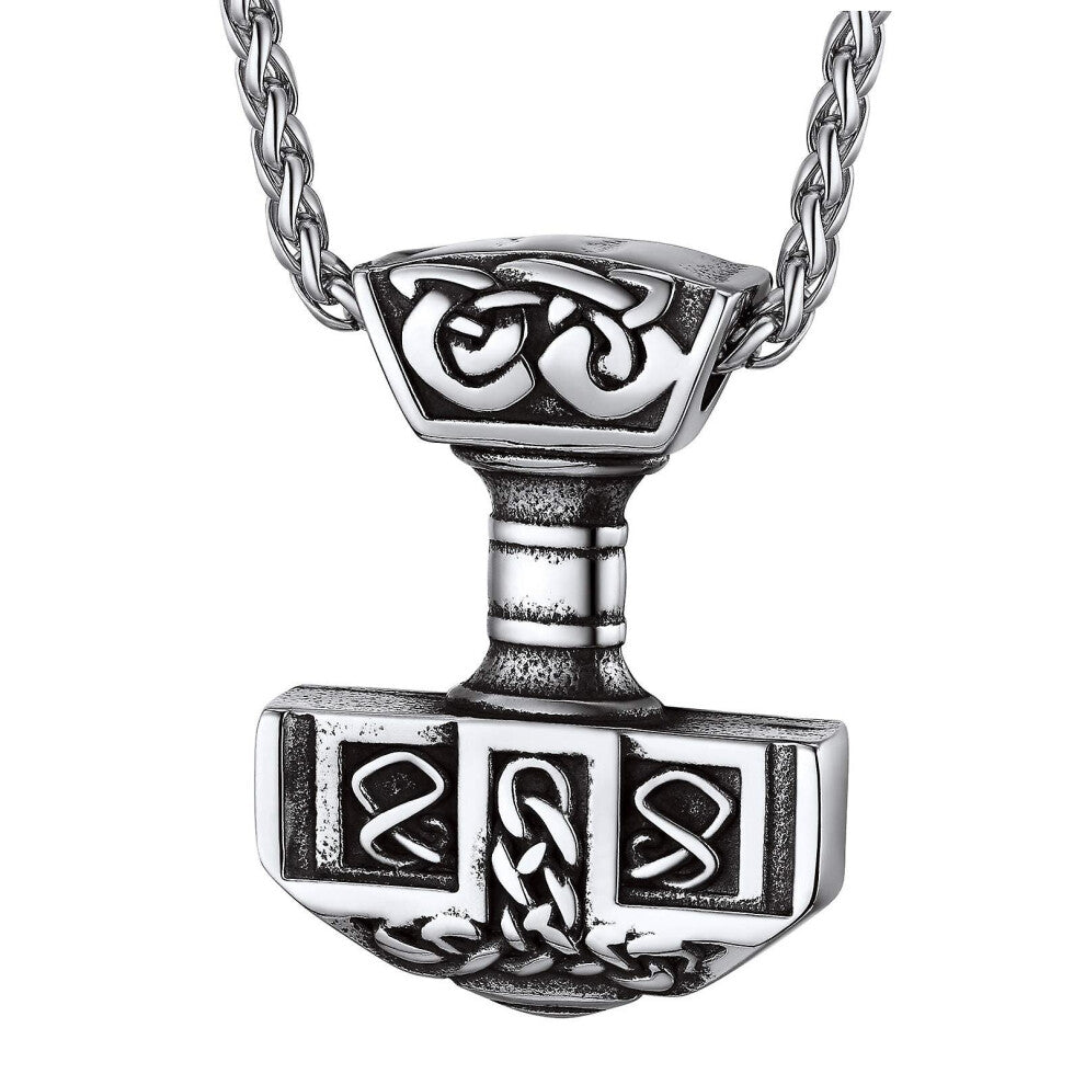 Men Amulet Necklace-thor's Hammer Pendant With Chain, 55 5cm Adjustable, Jewelry -stainless Steel