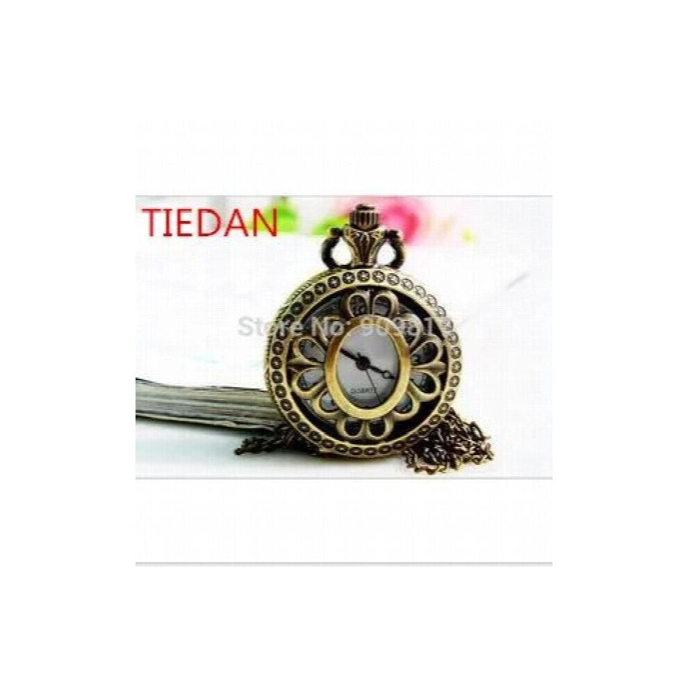10 pcs -lot Vintage antiques Bronze Hollow out Pocket watchen necklaced woman Man kid gft