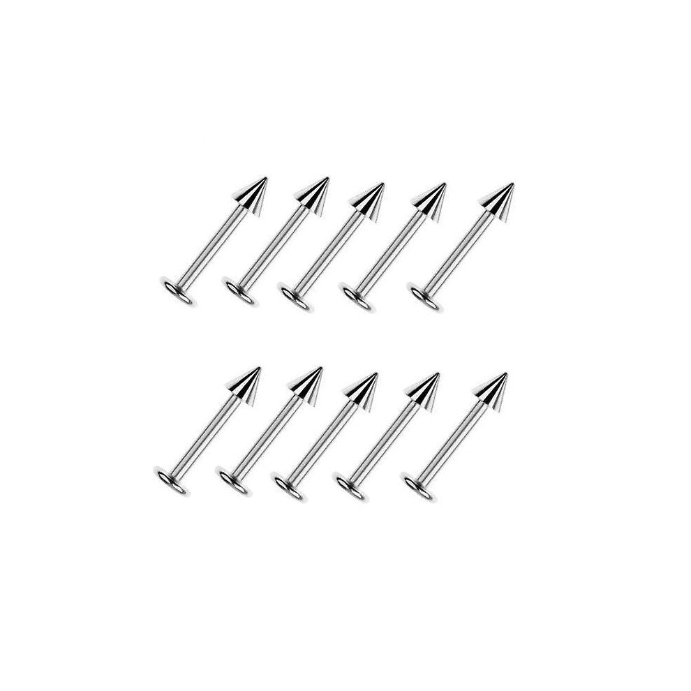 3x10pcs Silver Stainless Steel Labret Lip Ring Spike Stud Piercing Chip Bars