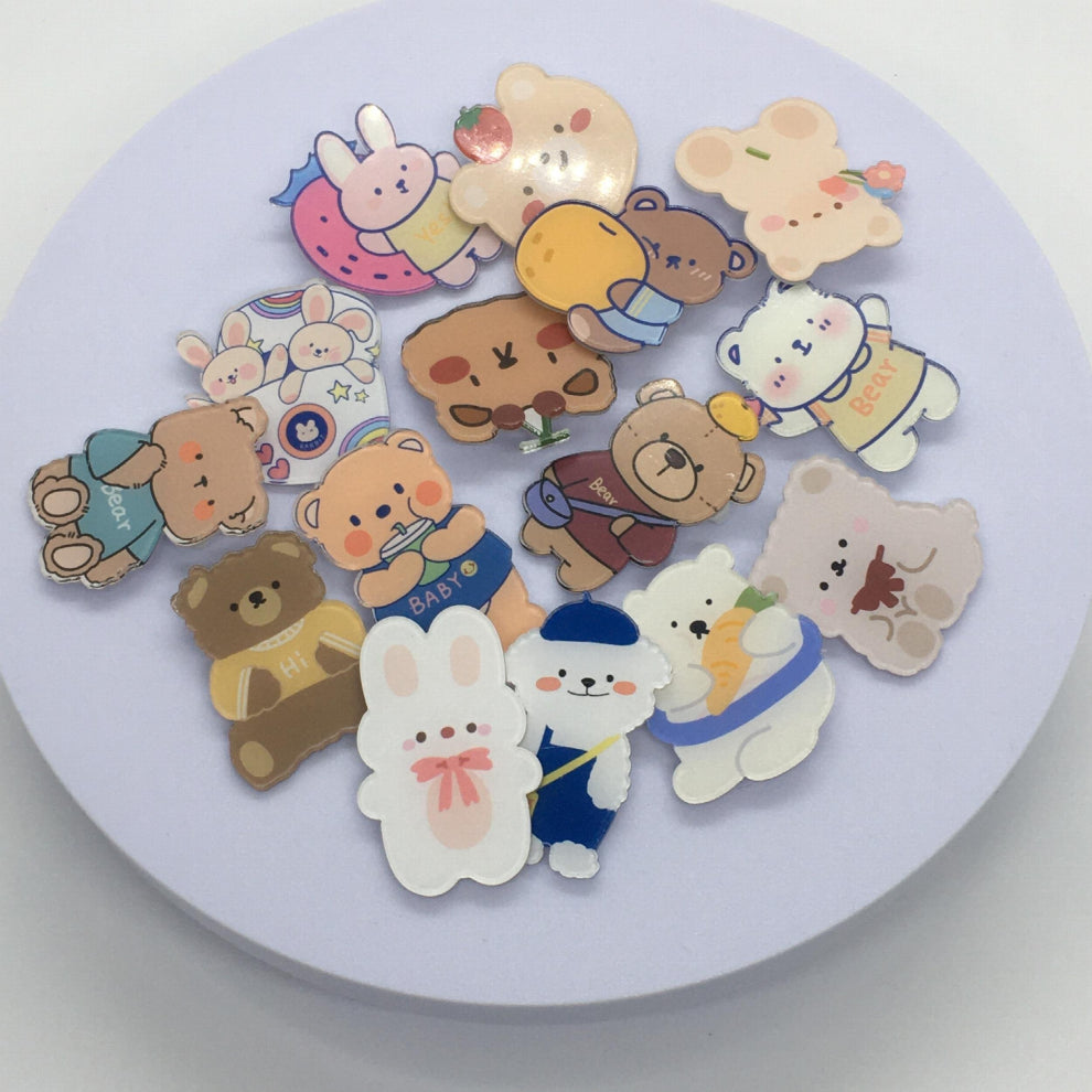 15 pcs Cartoon Bear Brooch Perfect for Kids Shirts Bags Hats and Jackets Fun and Stylish Jewelry Gift