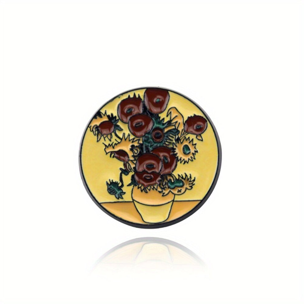 Yellow Vase And Sunflower Three dimensional Pattern Brooch For Girls
