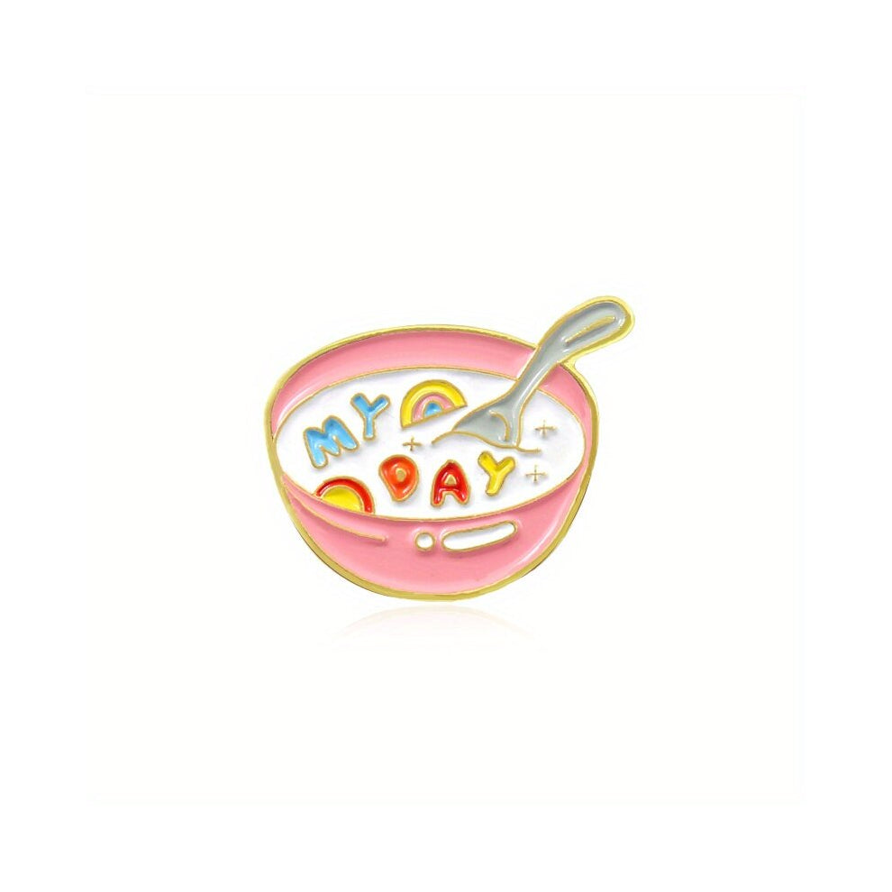 Cartoon Milk Bowl Brooch for Girls Fun Food for T Shirts Backpacks and More