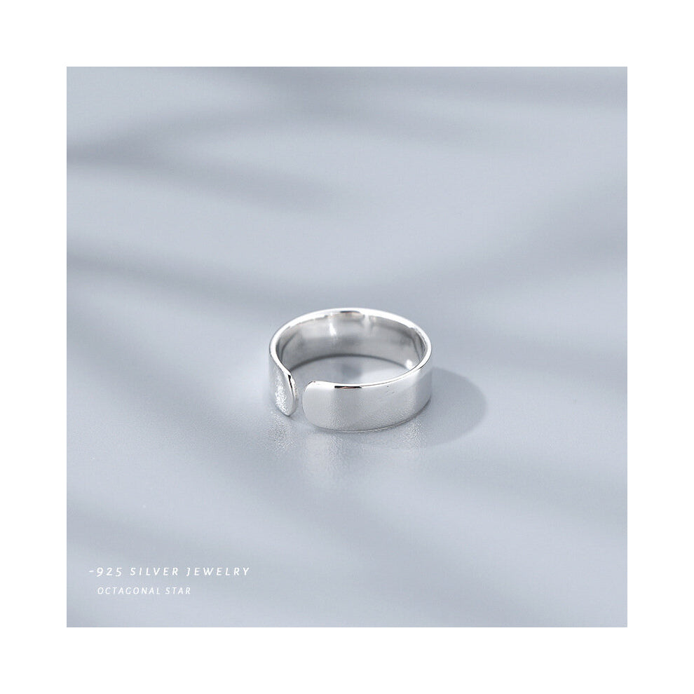 Minimalist S925 Sterling Silver Glossy Cuff Ring And Fashionable Jewelry Accessories For Women Girls