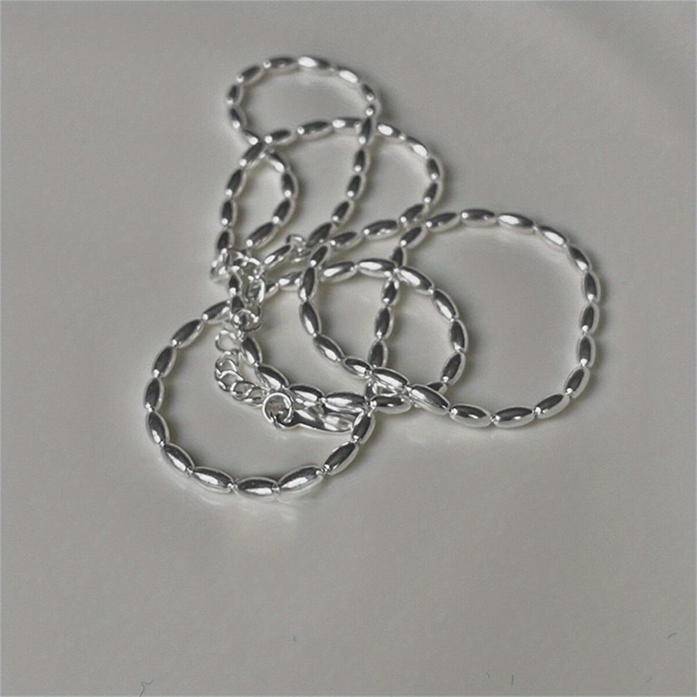 1pc Girls Metal Rice Grain Necklace And Versatile Heart Pendant Clavicle Chain