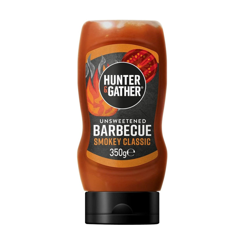 Hunter and Gather Unsweetened Barbecue Sauce 350g - Pack of 6, Smoky Marinade & Dip