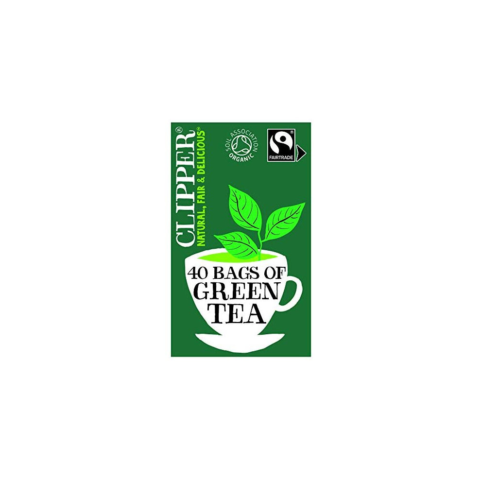 Clipper Organic Pure Green Tea Bags (40) - Fairtrade, Unbleached, Compostable - Eco-conscious Tea for Home & Office - 700810