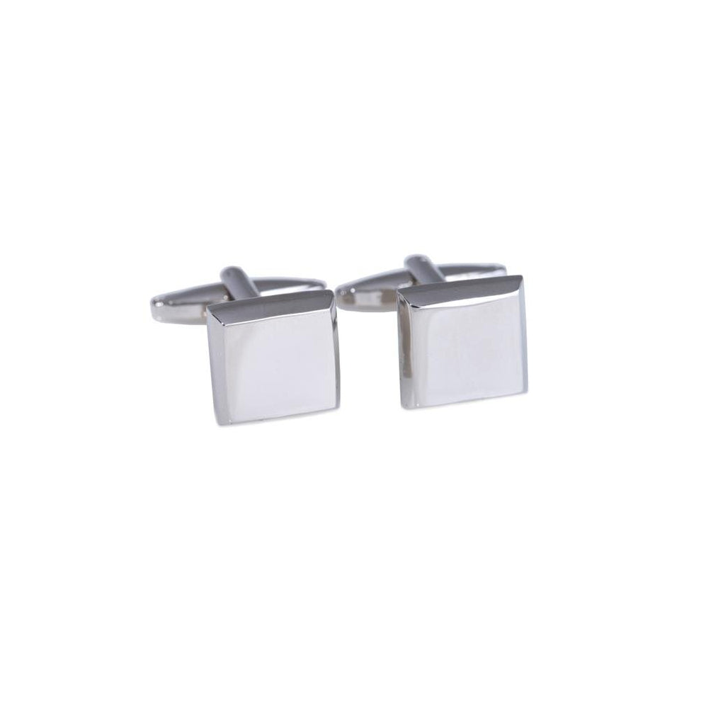 International  Rhodium Plated Square Cufflinks - Silver