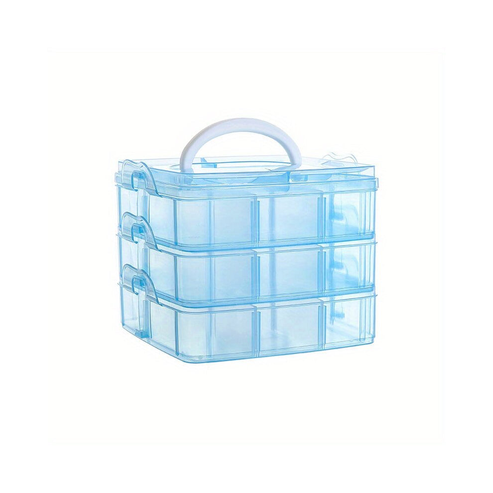 1pc Portable Plastic Storage Box 3 Layers 18 grid Transparent Jewelry Storage Box Detachable DIY Desktop Storage Box For Earring Ring Necklace Clear P