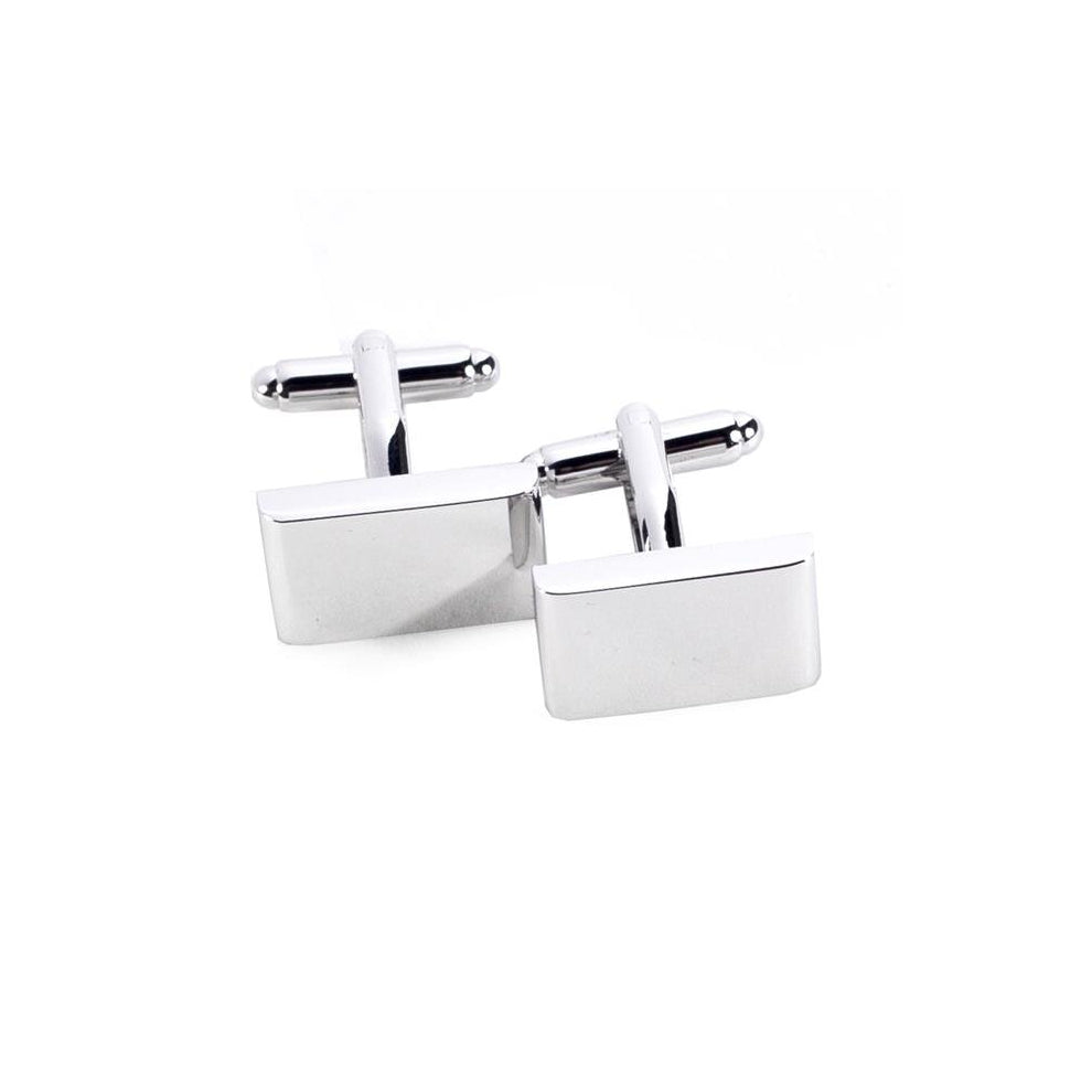 International  Rhodium Plated Rectangular Cufflinks - Silver