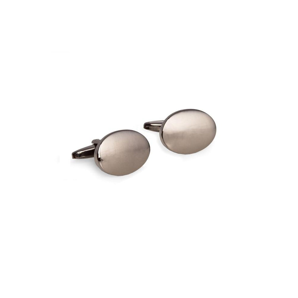 International  Gunmetal Finished Oval Cufflinks - Grey