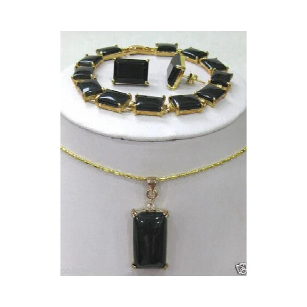 High jade bracelet-earrings-Necklace Pendant Set