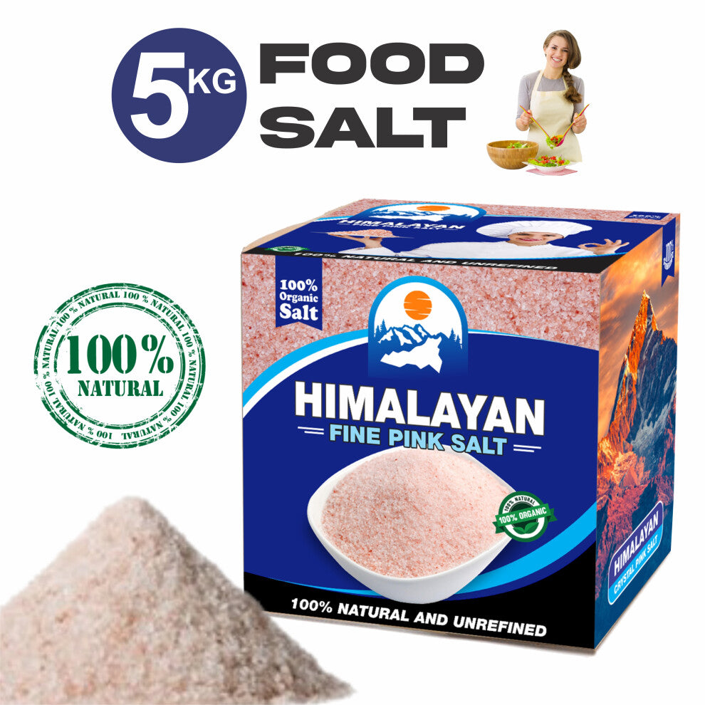 5kg Pink Himalayan Food Salt Detoxification, UNREFINED 100% Natural