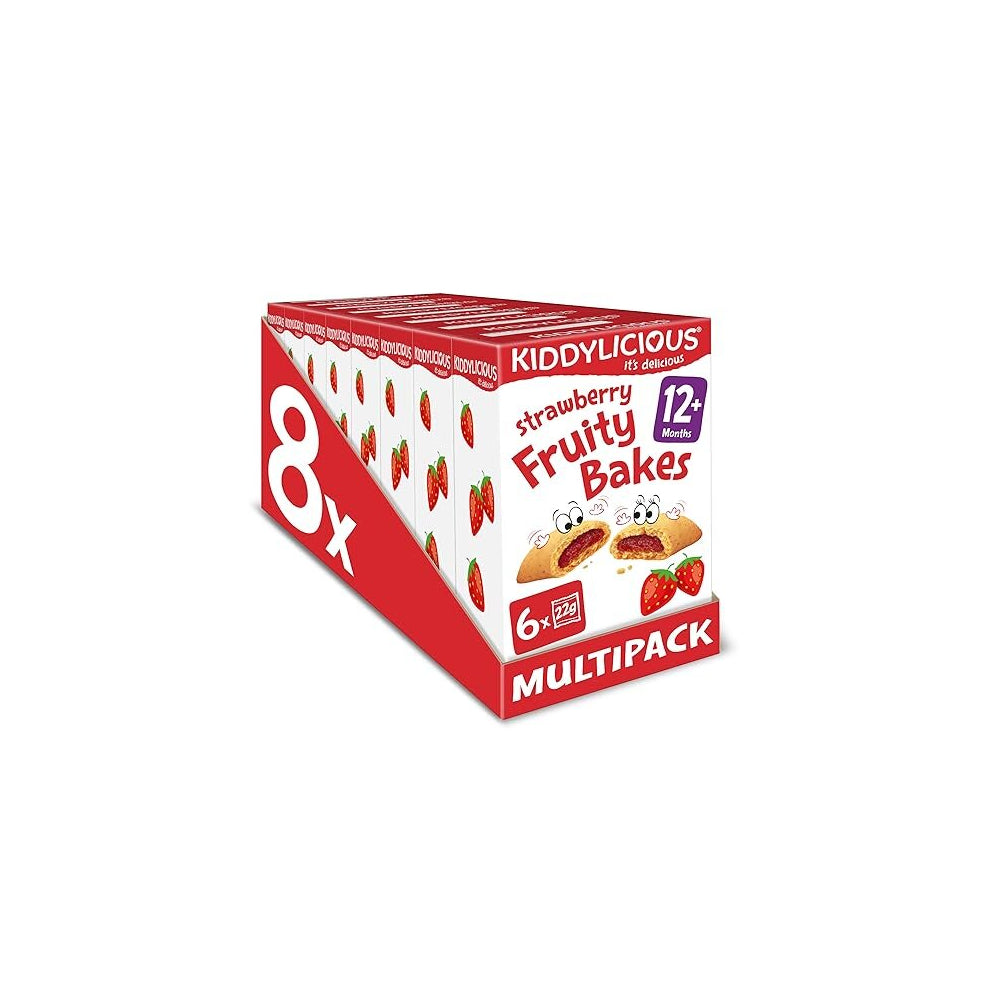 Strawberry Fruity Bakes - Delicious Snacks for Kids with Real Fruit Centre - Suitable for 18+ Months - 8 Packs of 6 (48 Total)