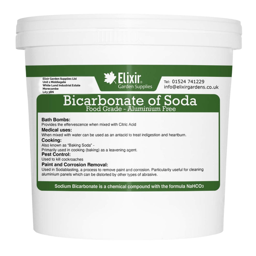 (1kg, Re-sealable Tub) Elixir Gardens | Bicarbonate of Soda | 500g - 25kg | Supplied in a Bag or Tub