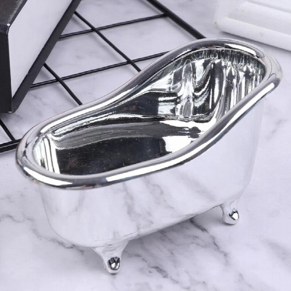 Mini Bathtub Soap Jewelry Storage Box Makeup Organizer Container Desktop Sundry Storage Sundries Case Silver storage box