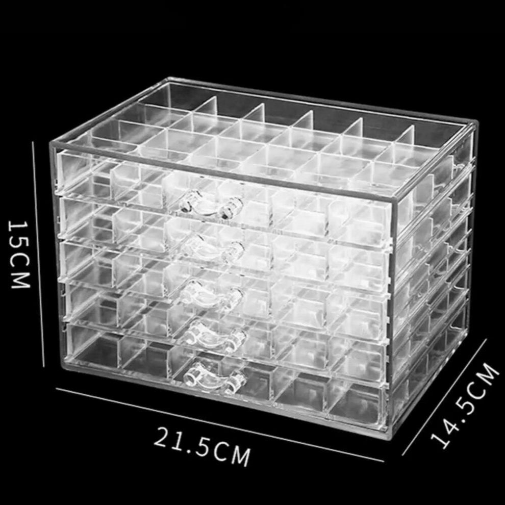 120 Grids Acrylic Earring Earbuds Storage Boxes Removable 5-Layer Makeup Jewelry Drawer Box Transparent Nail Display Organizer