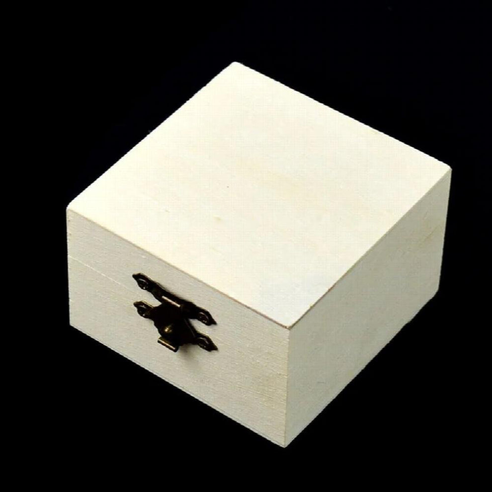 Square Mud Base Wood Jewelry Storage Box Art Decor DIY Nice Wooden Crafts Case Decoration Toys Locking Clasp DIY Organizer