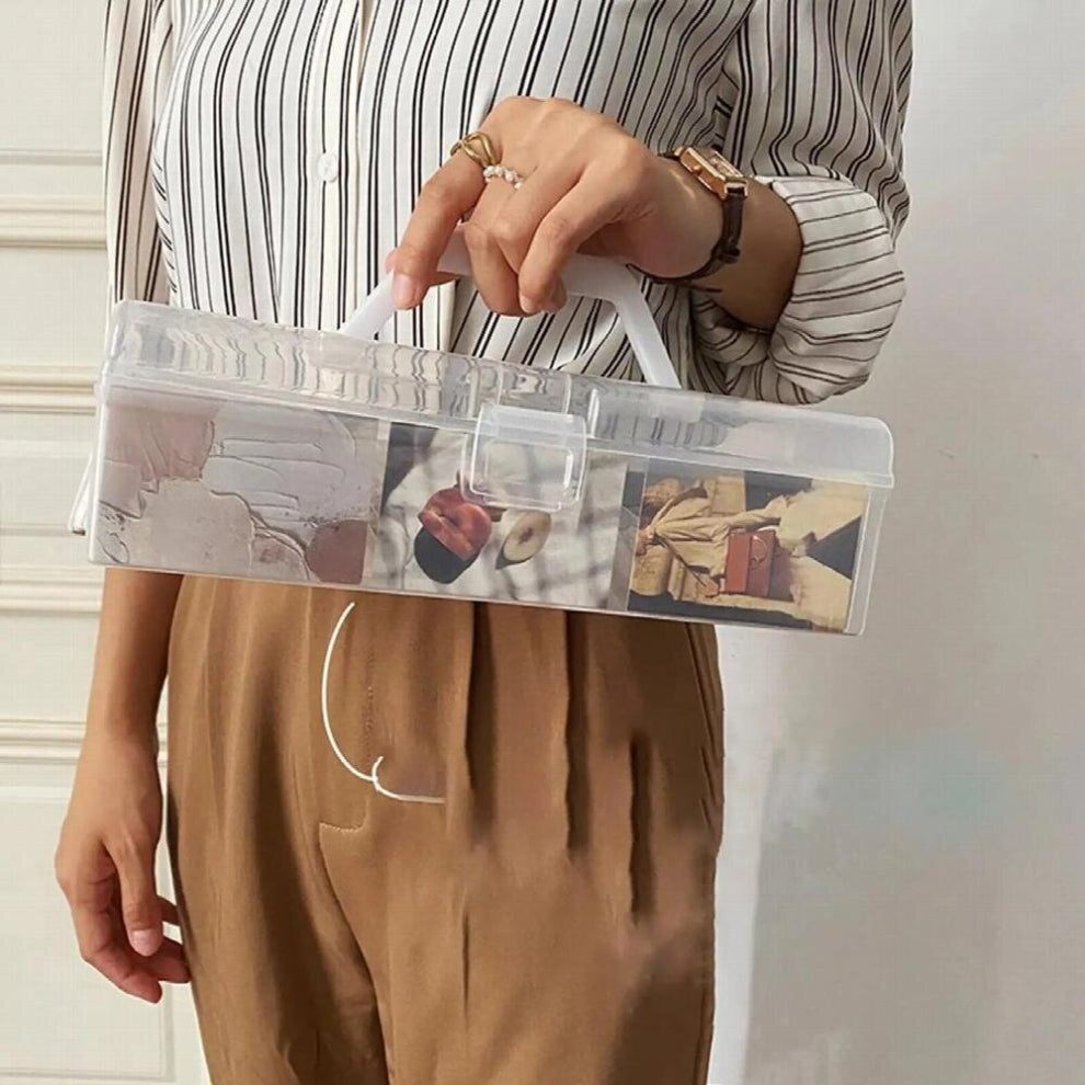 Jewelry Storage Case with Handle Transparent Cosmetics Holder Durable with Lid Desktop