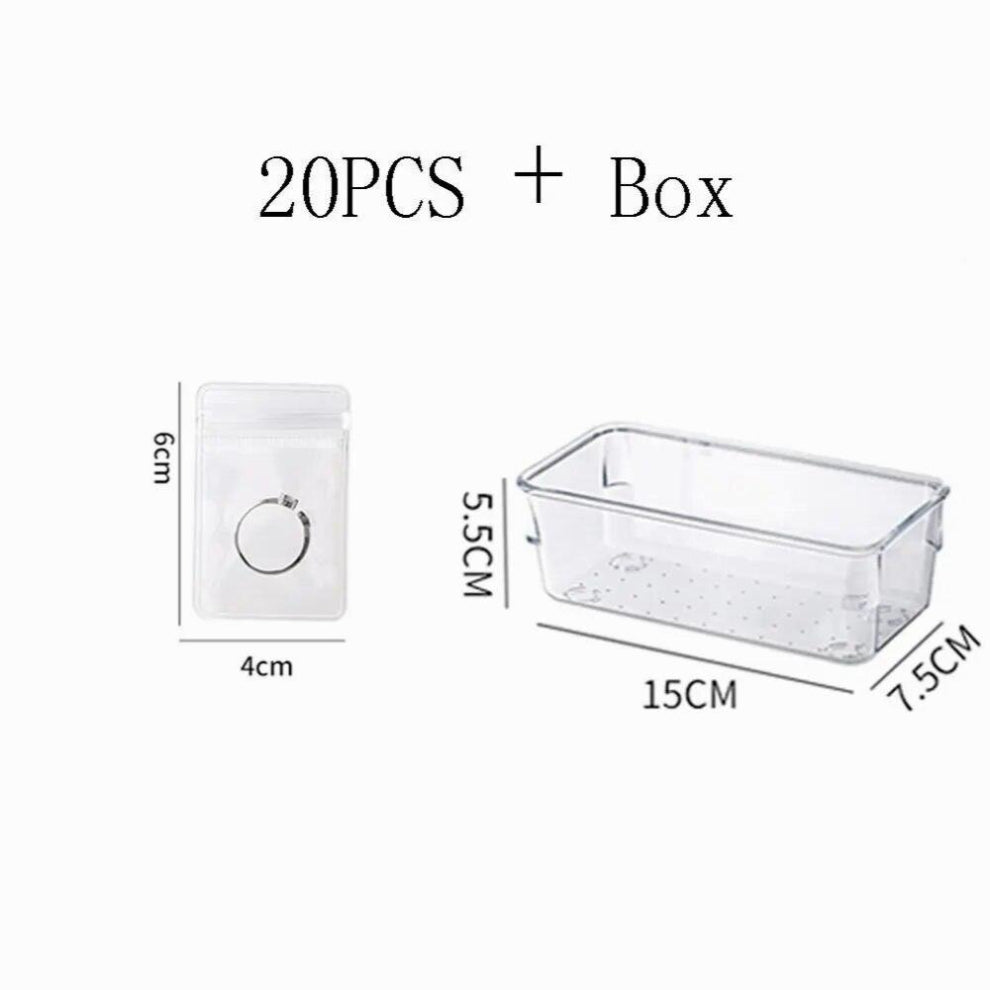 Desktop Drawer Transparent Storage Box Jewelry Storage Bag Portable Necklace Ring Ziplock Bag Anti-oxidation Organizer Box